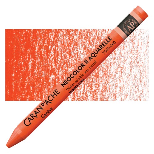 Caran D’ache Neocolor II Vermilion Crayon set of 10, featuring vibrant pigments for versatile artistic techniques.