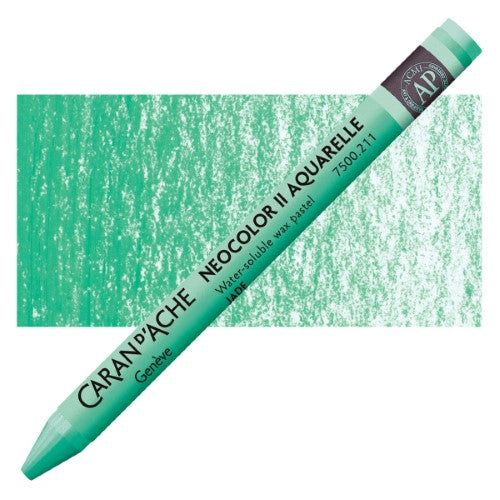 Caran D’ache Neocolor II Jade Green crayons offer vibrant color and versatility for artists, ideal for mixed media and blending techniques.