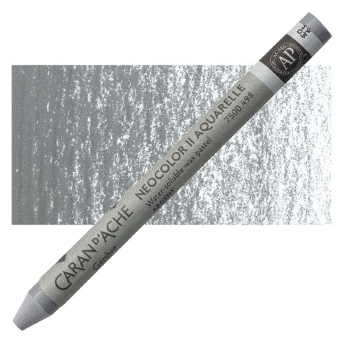 Pack of 10 Caran d'Ache Neocolor II Silver Crayons, water-soluble, vibrant colors, ideal for mixed media art techniques.