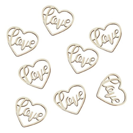 Rustic wooden confetti pack of 24, ideal for country-themed celebrations and DIY projects, made from eco-friendly materials.