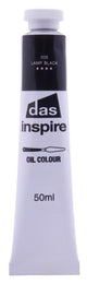 Das Inspire Oil 50ml Lamp Black: rich, deep black oil paint for artists, ideal for blending, layering, and enhancing contrasts.