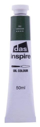 50ml tube of Das Inspire Oil Paint in Viridian, offering rich color and smooth application for artists.