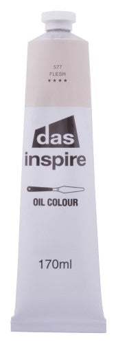 170ml tube of Das Inspire Oil Paint in Flesh, ideal for vibrant portrait painting with smooth, blendable consistency.