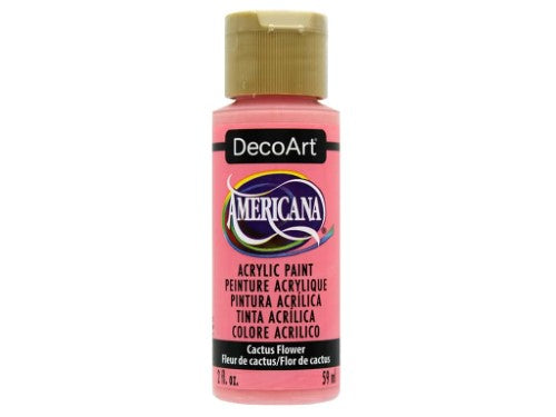 Vibrant 2oz Americana Acrylics in Cactus Flower color, ideal for crafting and fine art projects with superior coverage.