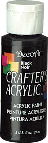 Crafters Acrylic 2oz Black paint, perfect for artists and DIY, offering vibrant color and smooth coverage on various surfaces.