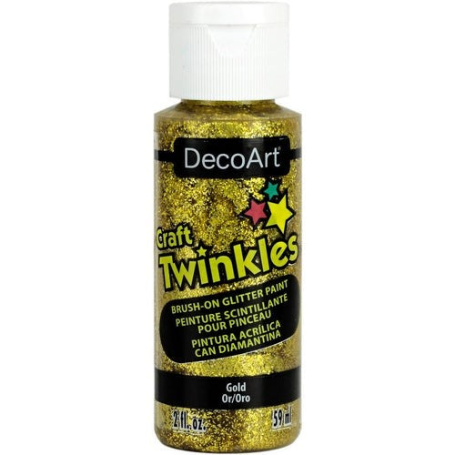 Craft Twinkles 2oz Gold glitter paint adds bold sparkle and rich texture to DIY crafts and home decor projects.