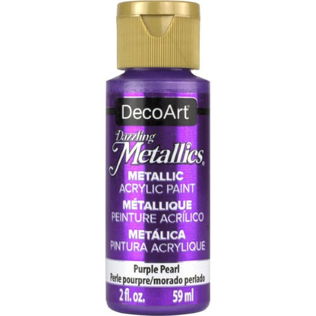 Dazzling Metallics Purple Pearl acrylic paint in 2oz, ideal for vibrant crafting and home decor with a shimmering finish.