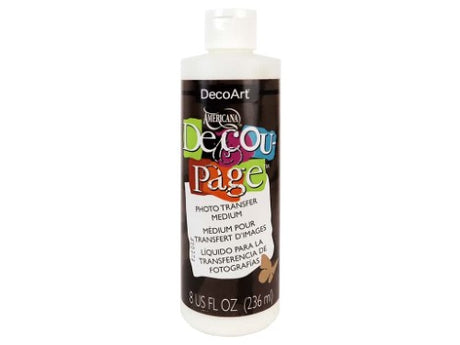 Decou-Page Photo Transfer Medium 236ml for easy photo transfers onto various surfaces, ideal for crafters and artists.