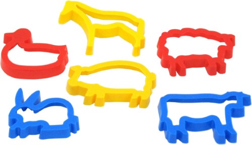 Set of 6 vibrant animal-shaped dough cutters for creative baking fun and kids' learning.