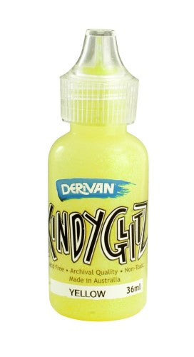 Bright yellow glitter glue in 5 x 36ml tubes, perfect for arts and crafts, safe and acid-free for all ages.