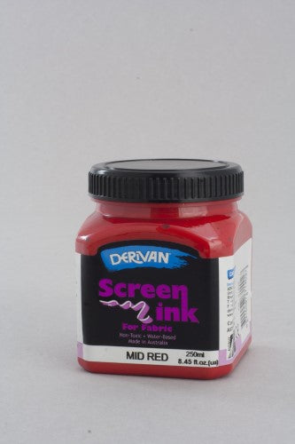 Ink - Derivan Screen Ink 250ml Mid Red