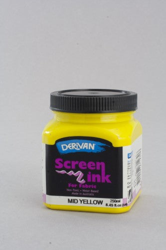 Ink - Derivan Screen Ink 250ml Mid Yellow