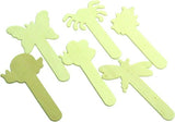 Set of 6 colorful wooden craft stick bugs, including a spider, butterfly, dragonfly, ladybug, and snails for creative play.