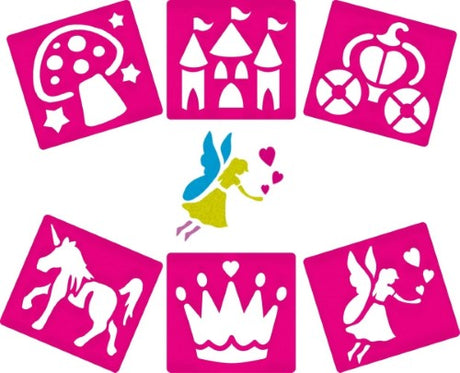 Set of 6 washable plastic stencils for children, featuring durable designs to inspire creativity in art projects.