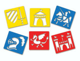 Set of 6 washable medieval stencils featuring intricate designs for artists and crafters, ideal for various surfaces.