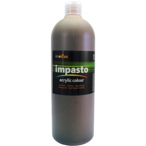 Fas Impasto Acrylic Paint in Raw Umber, 1L, for textured artwork with high pigment, quick-drying, and versatile use.