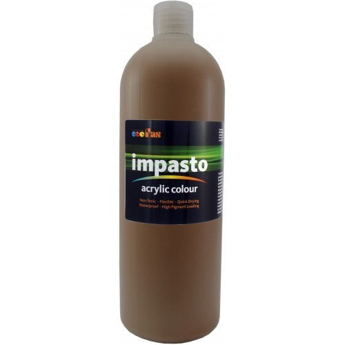 Fas Impasto Acrylic 1ltr in Burnt Umber, thick artist-grade paint ideal for striking textures and lasting vibrancy.