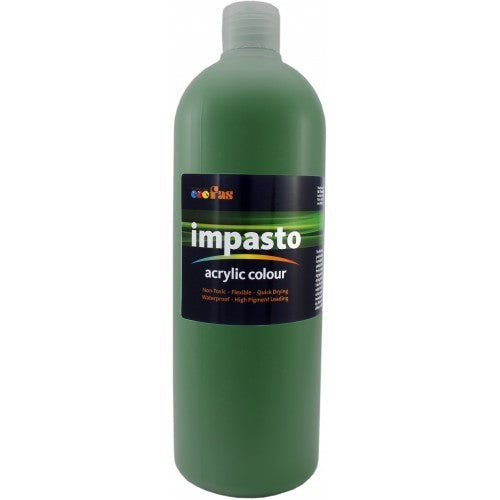 Fas Impasto Acrylic 1L in Green Deep, thick consistency for textured effects, ideal for canvas, wood, and mixed media.