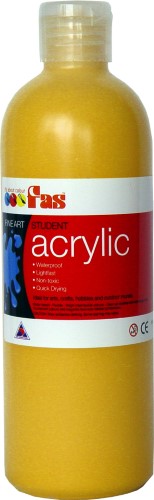 Fas Student Acrylic 500ml in Yellow Oxide: vibrant, fast-drying paint for versatile artistic applications.