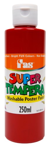 Fas Super Tempera 250ml in Burgundy, a non-toxic paint for vibrant classroom and children's art projects.