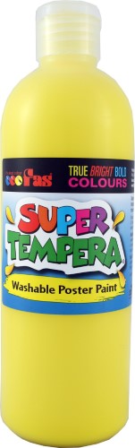 Fas Super Tempera 500ml Yellow paint for vibrant, non-toxic art projects, ideal for classrooms and studios.