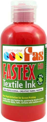 Brilliant Red Heat Set Ink, 250ml, perfect for vibrant, durable fabric designs on various materials.