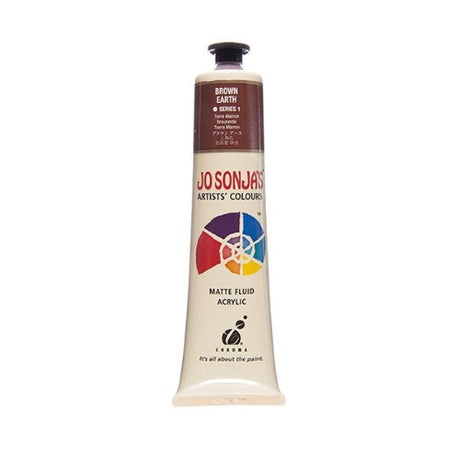 Jo Sonja's 75ml Brown Earth Acrylic Paint in a rich, warm brown, ideal for landscapes and portraits.