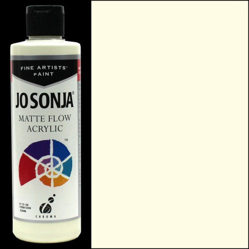 Jo Sonja's 250ml Warm White acrylic paint, ideal for various surfaces with superb opacity and a luxurious matte finish.