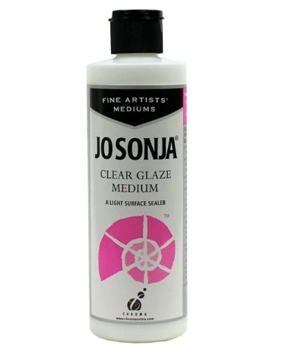 Jo Sonja's Clear Glaze Medium in 250ml for vibrant acrylic finishes and protective layering in artistic projects.