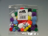 Vibrant pack of 75 assorted color and size pom poms, perfect for creative DIY projects and crafts for all ages.