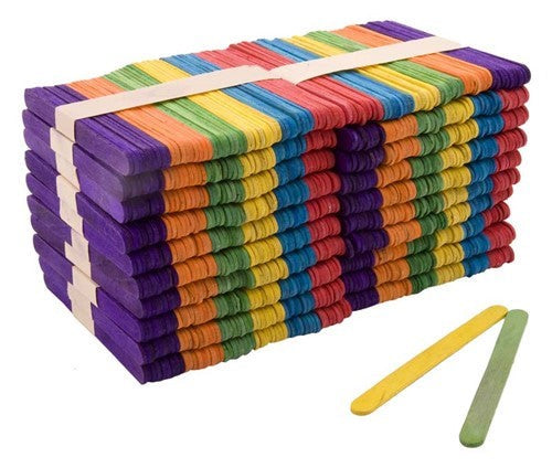 Vibrant 1000pc colored wooden craft sticks for DIY projects and educational fun. Perfect for all ages.