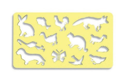 Pink transparent fox stencil for creating intricate animal designs with pencils, perfect for artists and crafters.