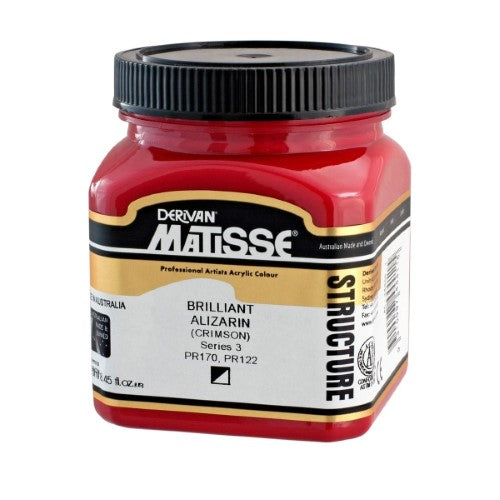 Matisse Str 250ml Brilliant Alizarin S3 acrylic paint, vibrant red hue, heavy body consistency, ideal for blending and detailed work.