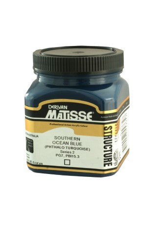 Matisse Structure Acrylic Paint in Southern Ocean Blue, 250ml, featuring rich texture and vibrant, intense color for artists.