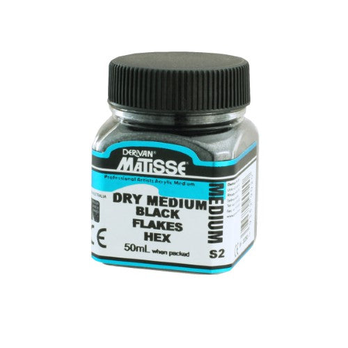 Matisse Dry Med 40ml Black Flakes for vibrant, high-quality black pigment in painting and crafting projects.