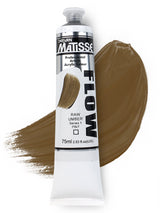 Matisse Flow 75ml Raw Umber S1 acrylic paint, perfect for detailed brushstrokes and airbrush techniques with a smooth finish.