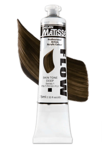 Matisse Flow 75ml Acrylic Paint in Skin Tone Dp S1, perfect for smooth brush strokes and vibrant artwork.