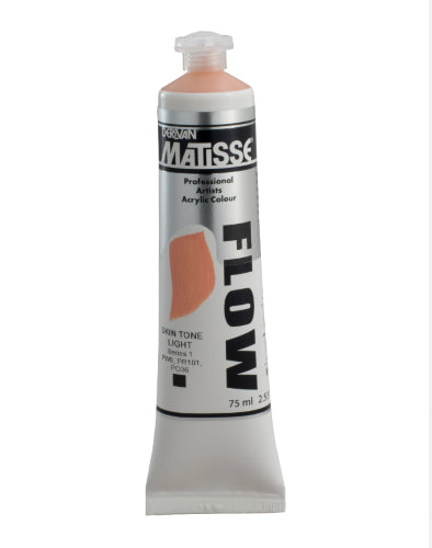 Matisse Flow Acrylic Paint 75ml in Skin Tone Light, ideal for detailed painting with smooth fluidity and low-sheen finish.