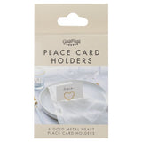 Elegant champagne gold place card holders for weddings and events, includes 6 textured white cards for guest names.