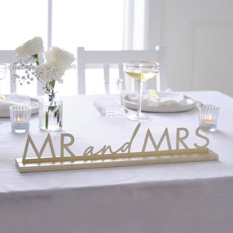 Elegant Modern Luxe Mr & Mrs Sign, perfect for wedding decor and stylish photo displays.