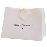 Elegant Modern Luxe Maid Of Honour Gift Bag with ribbon, tissue paper, and card tag for bridal gifts.