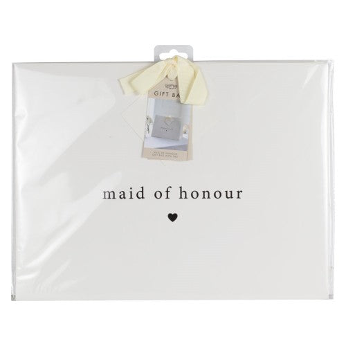 Elegant Modern Luxe Maid of Honour Gift Bag with ribbon, tissue paper, and card tag for bridal party gifts.