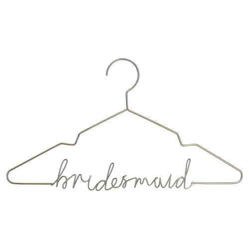 Elegant gold bridesmaid hanger for stylish wedding dress display and personalized keepsake.