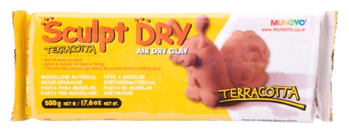 Mungyo Sculpt Dry Clay 500g in terracotta, non-toxic air-dry clay for kids to create sculptures and enhance creativity.