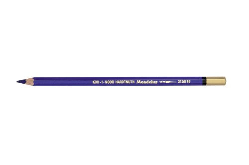 Mondeluz Aquarelle Pencil in Permanent Blue, a premium water-soluble pencil for vibrant colors and watercolor effects.