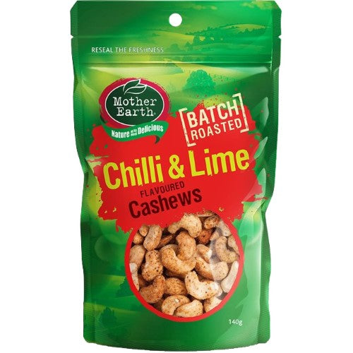 Mother Earth Cashews Chilli & Lime 140g ( 6 Pack )