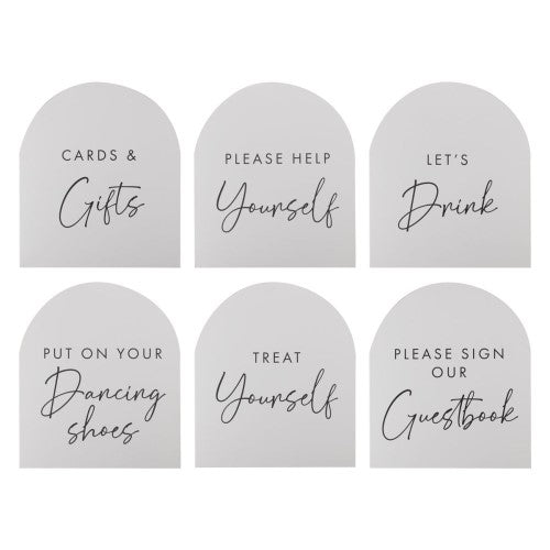 Set of 6 rustic wedding signs with charming messages, perfect for guiding guests at country-themed weddings.