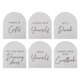 Set of 6 rustic wedding signs with charming messages, perfect for guiding guests at country-themed weddings.