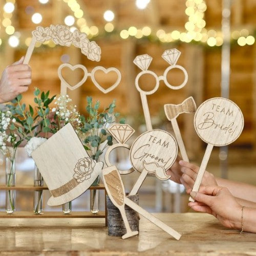 Rustic Romance Wedding Photo Booth Props - Pack of 10
