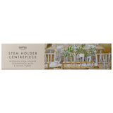 Rustic Romance Stem Holder Centrepiece featuring a wooden base and six glass test tubes for elegant floral displays.